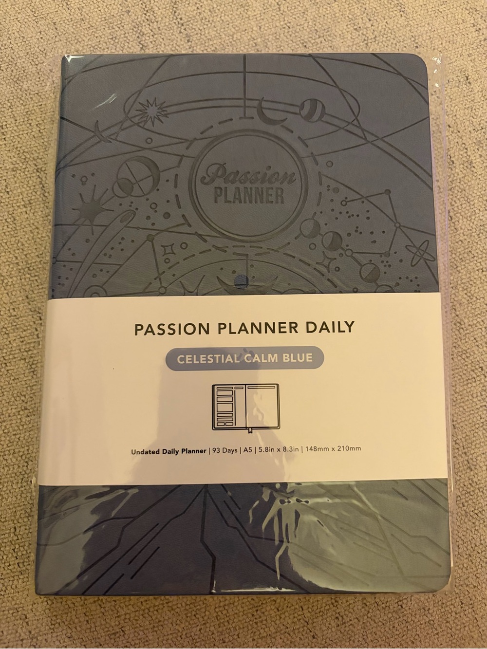 NWT Passion Planner Daily Celestial Calm Blue - Undated Daily Planner